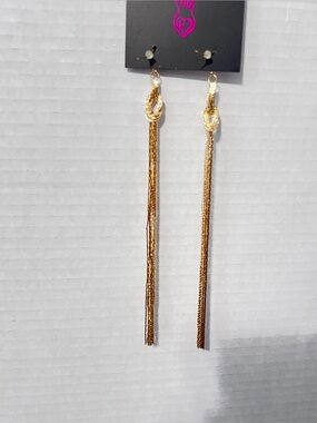 Long Gold Tassel Drop Earrings - Women Jewelry